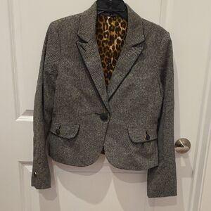 Express Gray Blazer with Leopard Print Lining